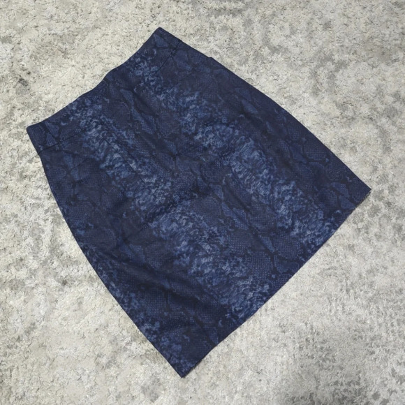ELIE TAHARI Blue Black Snake Print 80% Linen Pencil Skirt, Fully Lined, Size 10 - Picture 12 of 16